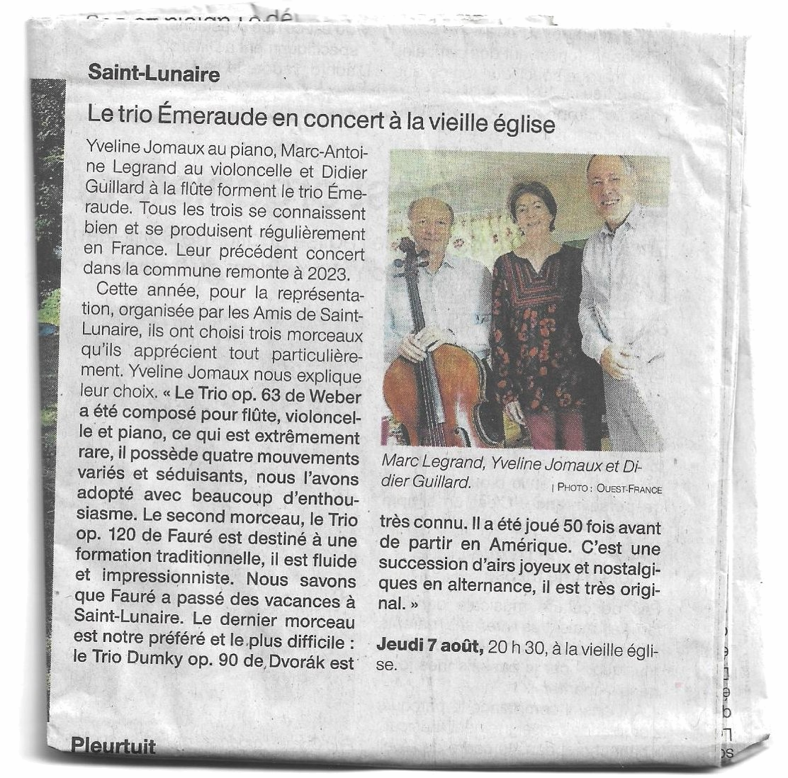 Le Trio Émeraude de retour à Saint-Lunaire